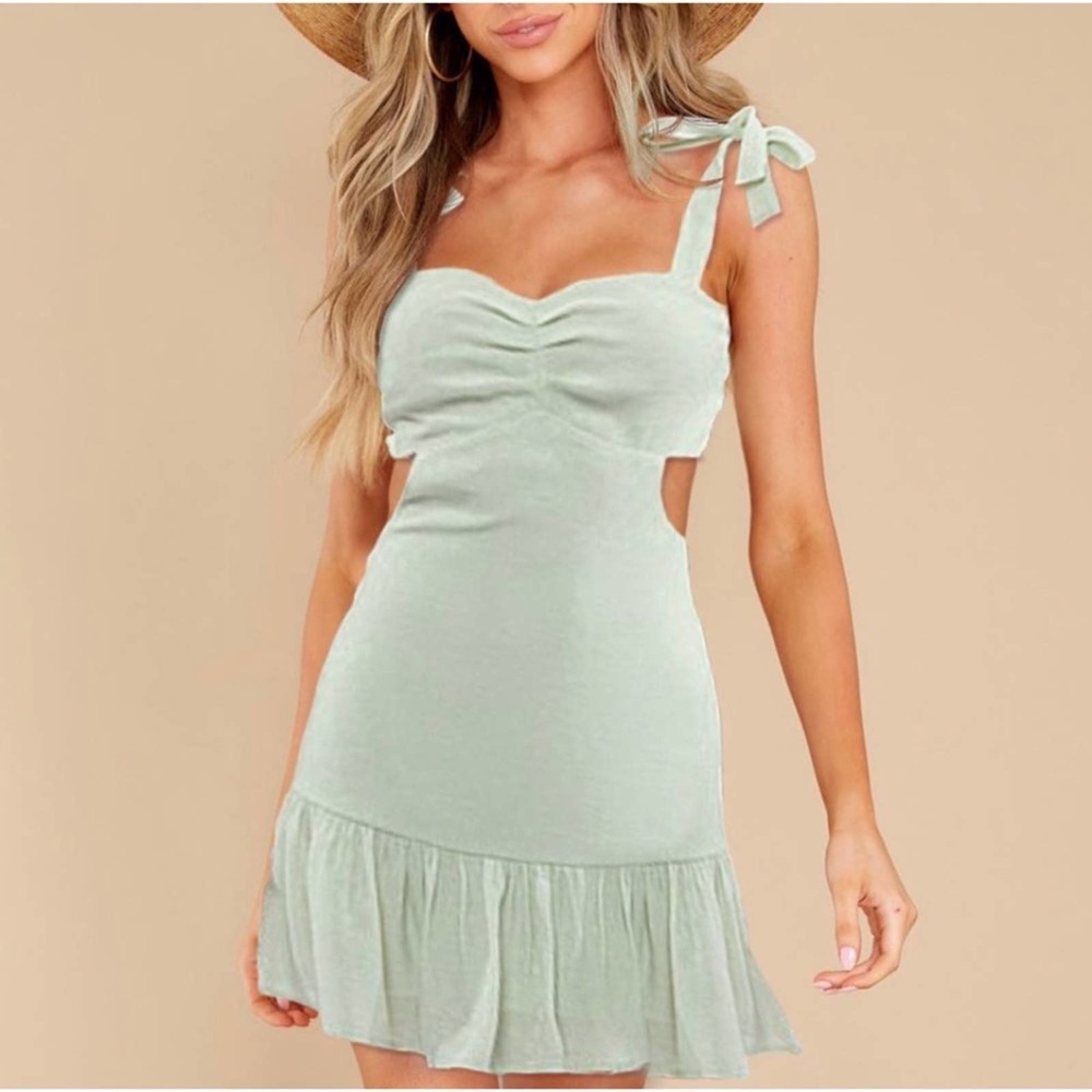 1 LEFT! Self Tie Sleeveless Cut Out Tiered Mini Women’s Cute Dress - Picture 5 of 13
